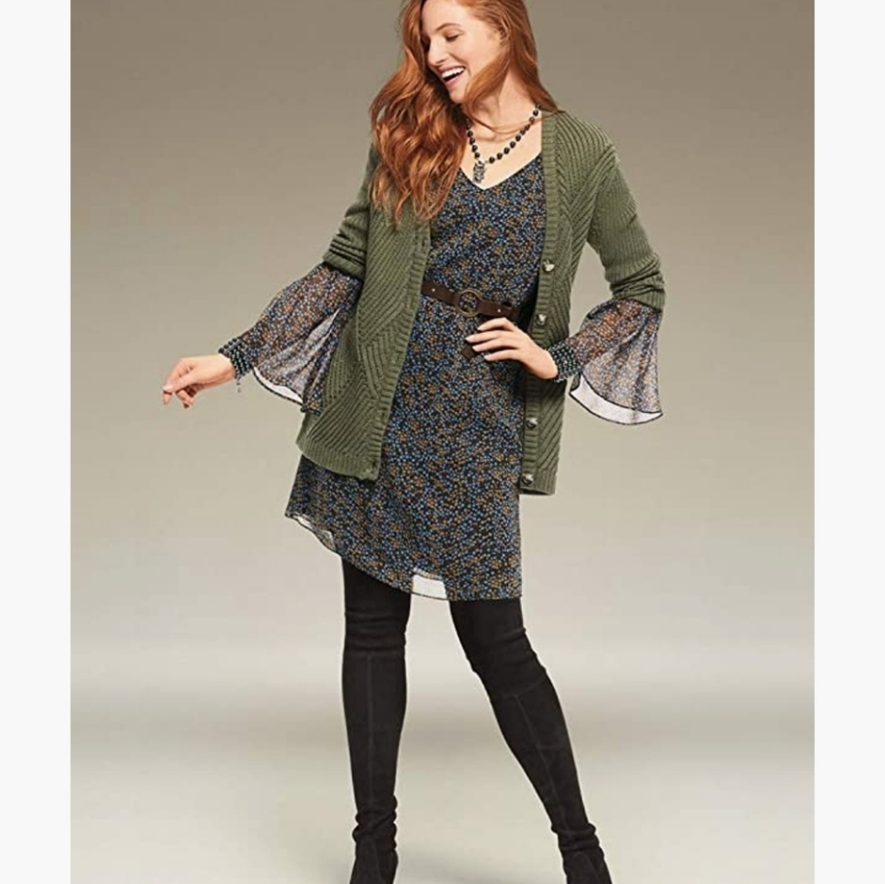 CAbi Medium Shift Dress Brown Floral